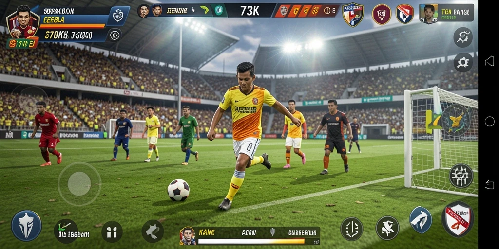 Tampilan menarik dari permainan sepak bola di 73K.