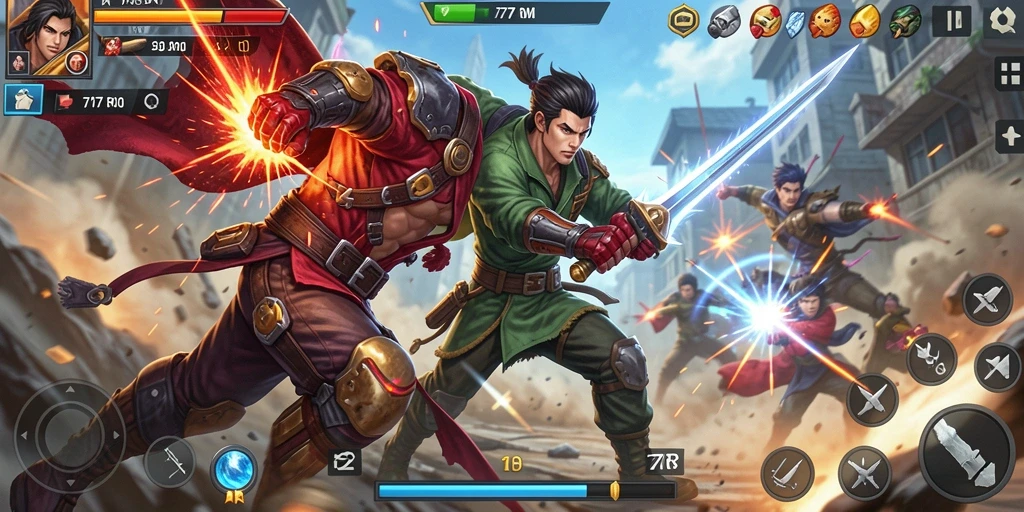 Gameplay menegangkan dalam pertarungan 77RP
