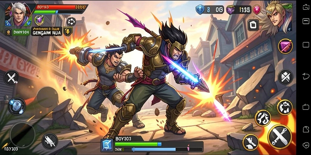 Gameplay seru dalam BOY303 dengan aksi pertarungan mendebarkan.