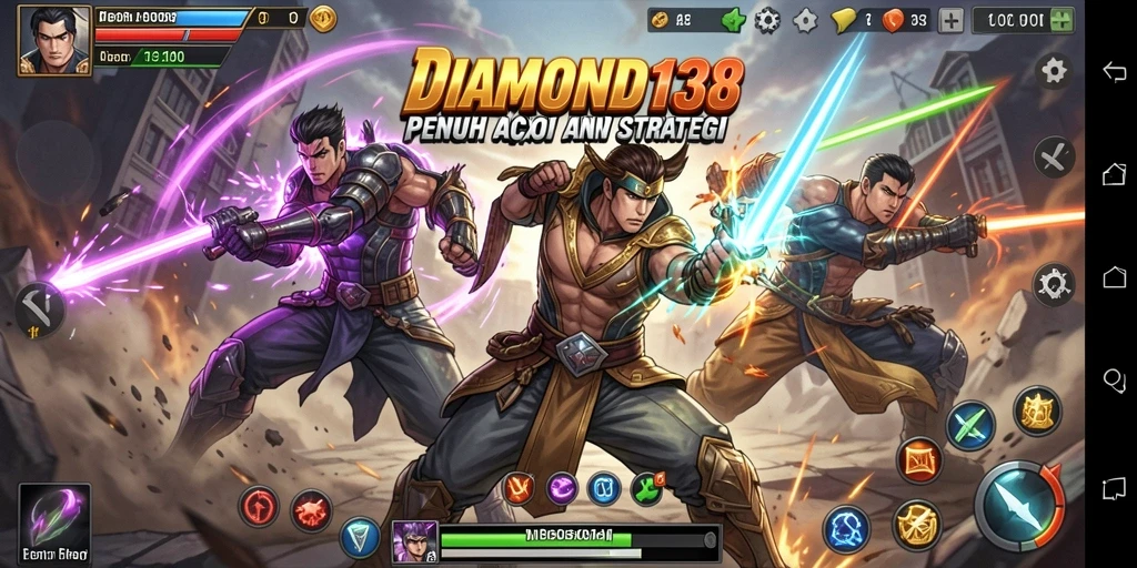 Screenshot utama DIAMOND138 menampilkan aksi pertarungan seru.