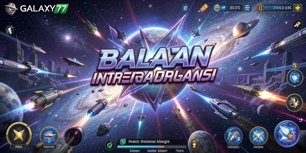 Screenshot gameplay GALAXY77 menampilkan balapan seru di luar angkasa.
