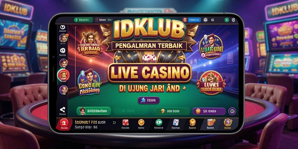 Screenshot gameplay IDKLUB menampilkan dealer langsung dan pemain yang terlibat.