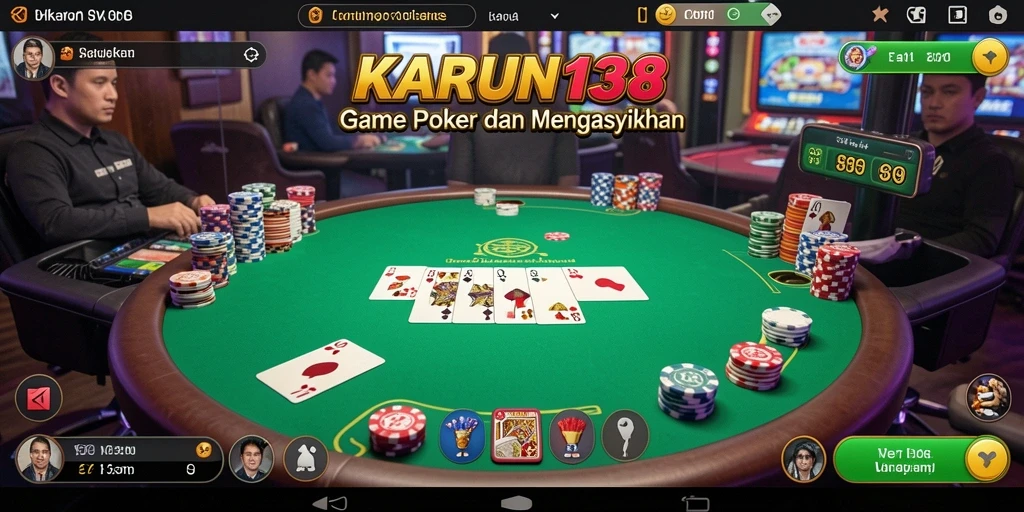 Screenshot gameplay KARUN138 menampilkan aksi seru permainan poker.
