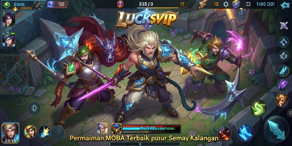 Tangkapan layar LUCKSVIP menampilkan aksi seru di arena MOBA.