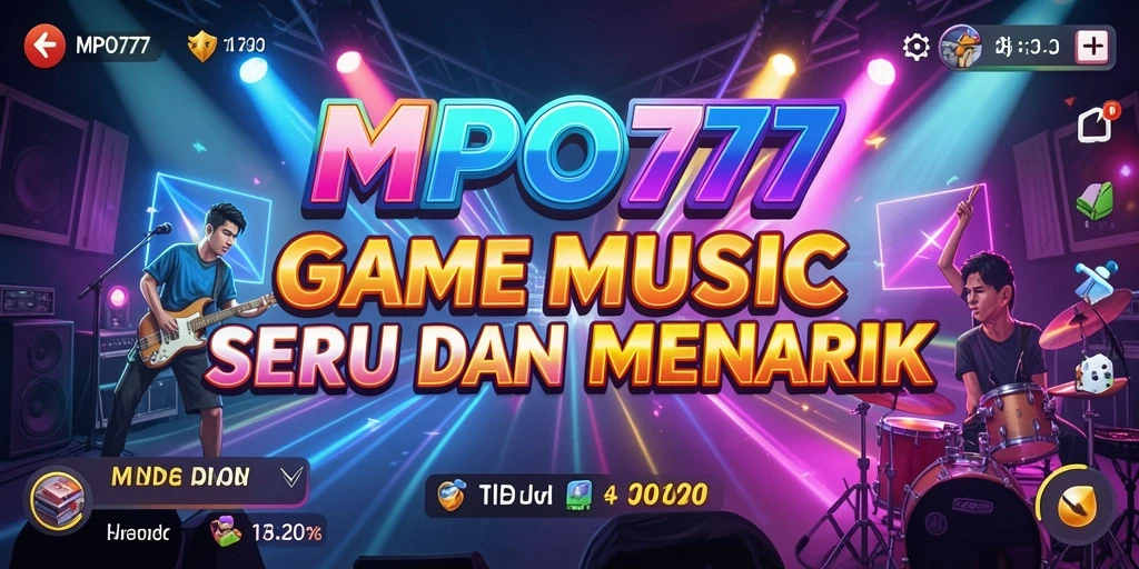 Screenshot game MPO777 menampilkan gameplay seru dengan irama musik.