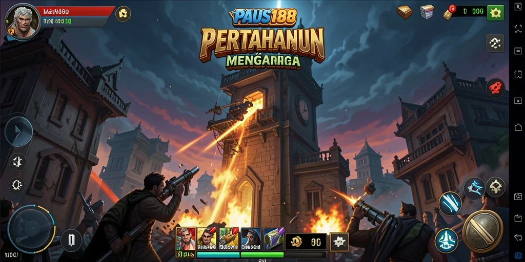 Tampilan gameplay PAUS188 yang menegangkan dengan menara bertahan.