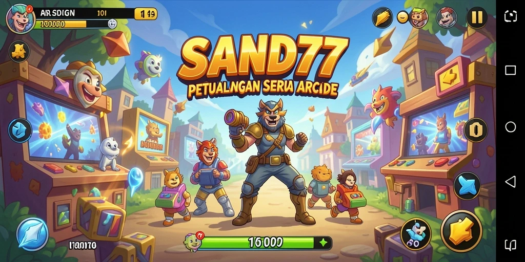 Gameplay seru di SAND77 dengan karakter dan level berwarna.