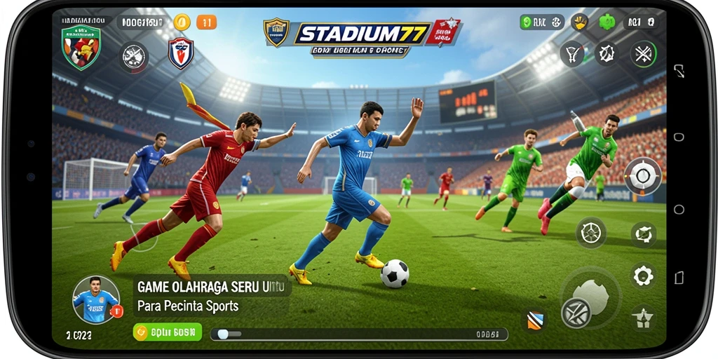 Tampilan mendebarkan dari gameplay STADIUM77 dengan aksi olahraga intens.